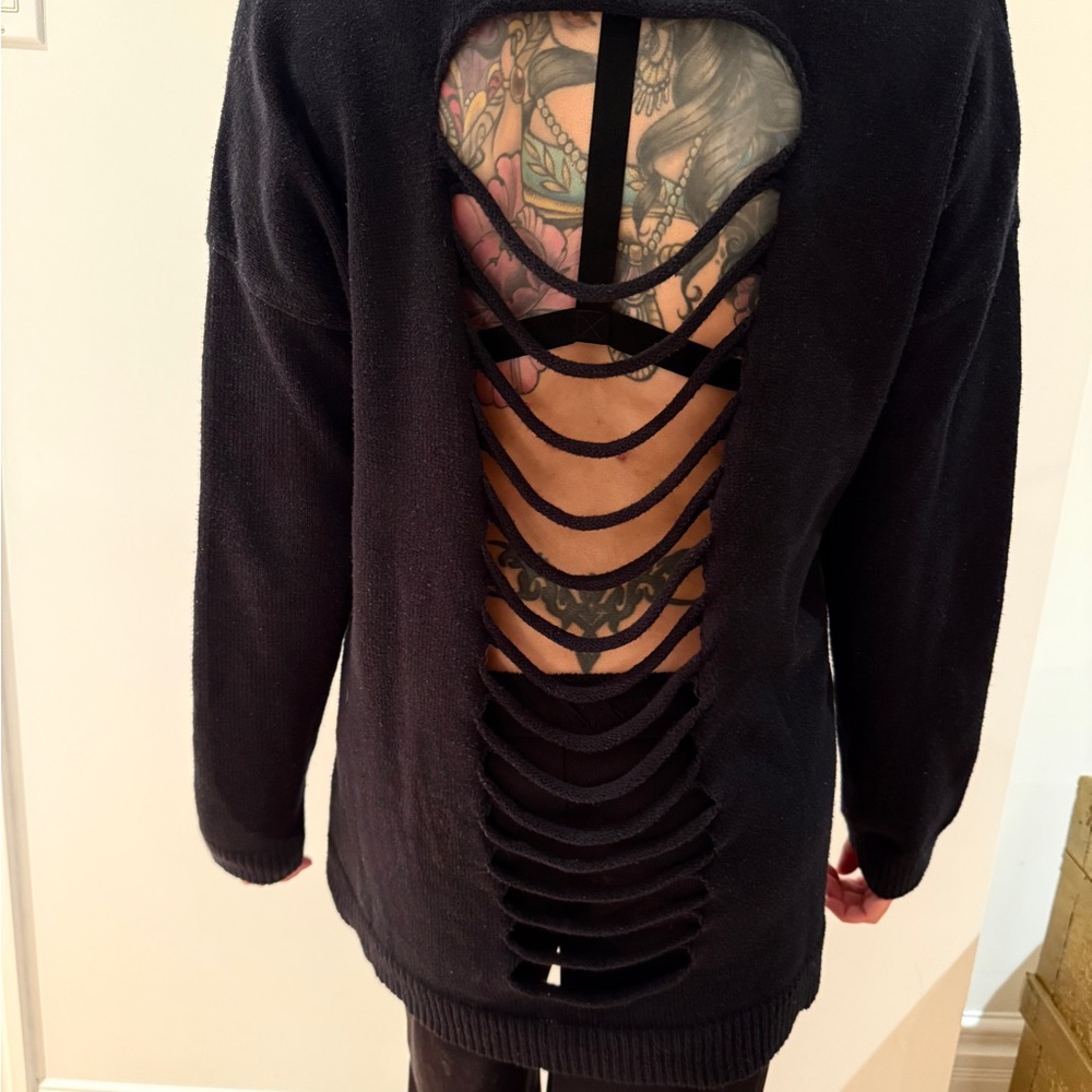 Black Baggy Sweater with Strappy Back